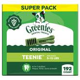 Greenies front packaging showing 192-count chicken dental chews brand benefits