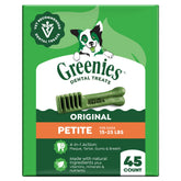 Greenies petite front package showing original flavor and count benefits