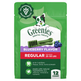 Greenies front pack showing blueberry flavor and 12-count for easy selection