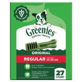 Greenies front packaging showing brand and 27-count benefit