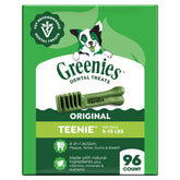 Greenies teenie front package showing chicken flavor and count benefit
