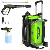 Greenworks front view showing compact design and easy access controls