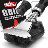 GRILLART front view of 18-inch brush showing full cleaning head and handle benefit quick coverage