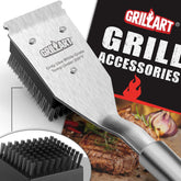 GRILLART front view brush showing full stainless-steel handle and head for durability