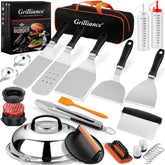 Grilliance front packaging showing the full 27-piece griddle kit and gift box, ideal for gifting