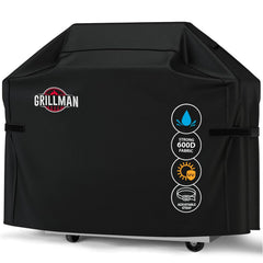 Grillman front view of cover showing full-length protection and neat fit