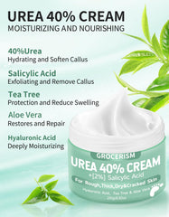 Grocerism being massaged into heel to soften callused skin and improve comfort