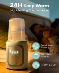 GROWNSY bottle warming in unit illustrating fast heating and ease of use