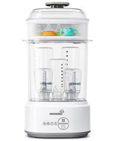 GROWNSY front view showing compact sterilizer dryer and clear benefits
