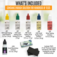 GTE acid vials labeled clearly for each karat offering fast accurate identification