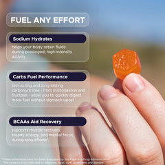 GU Energy chews beside a coin for size comparison and easy portioning