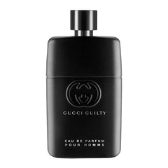 Gucci Guilty bottle front view showing refined design and confident appeal
