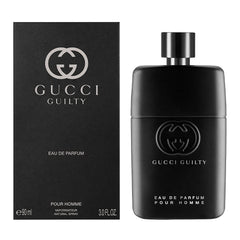 Gucci Guilty side label close-up highlighting brand details and authenticity