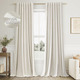 Guken front view cream curtain pair showing full coverage and neutral decor benefit