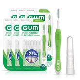 GUM front packaging showing compact interdental brushes and quantity benefit