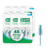 GUM packaging showing Proxabrush wide refill pack, convenient replacement heads
