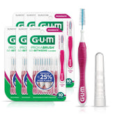 GUM Proxabrush front packaging showing 10-count brushes, clear travel convenience