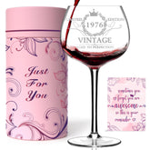 Gumry front view of Vintage 1976 engraved glass showing elegant design and celebration-ready look