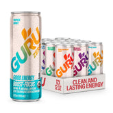 GURU front packaging showing vibrant cans and zero sugar benefit