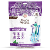 GuruNanda front packaging showing 60-count travel toothbrushes for compact convenience