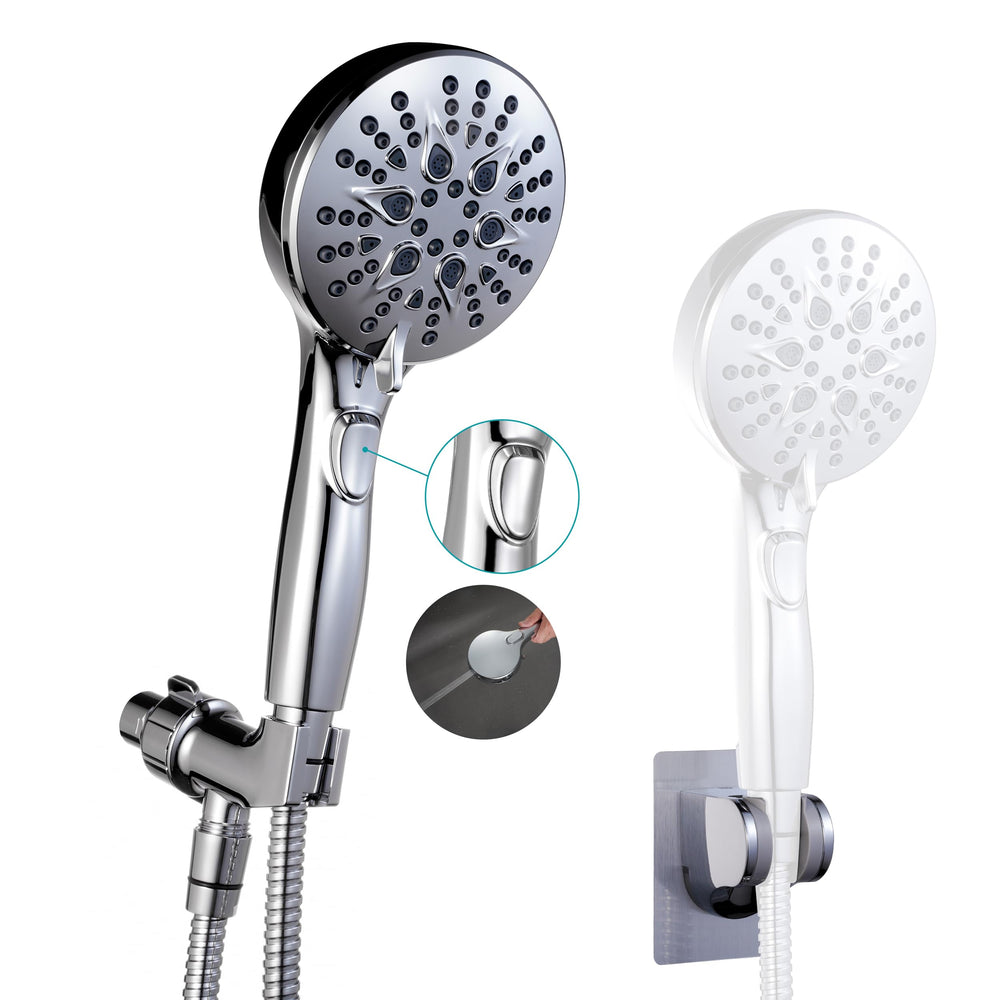 GwernKB front view chrome shower head showing full face for efficient rinsing