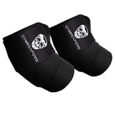 Gymreapers elbow wraps front packaging showing pair and branding for easy selection