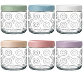 GYOSUGANG front view of six glass jars showing organized meal prep benefit