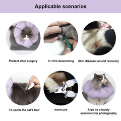 H HIDREAM collar on cat in home letting pet eat and move comfortably