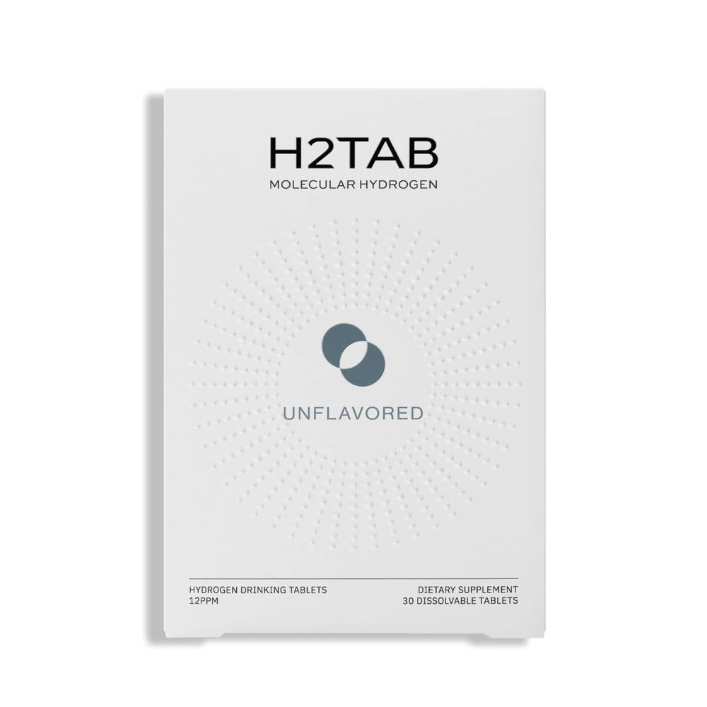 H2TAB front packaging tube showing 30-count, clear product view and convenience