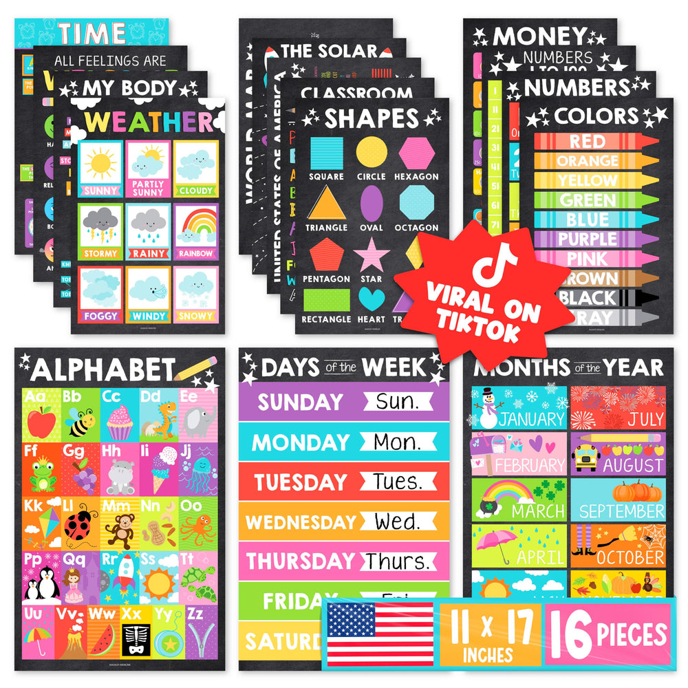Hadley Designs front packaging showing full 16-poster set and benefits