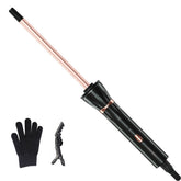 hahahope front view curling wand showing slim 9mm barrel and ergonomic handle for precise styling
