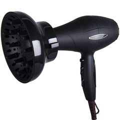 Hairizone diffuser attached to hair dryer demonstrating universal fit