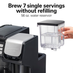 Hamilton Beach FlexBrew Trio ground coffee basket detail showing flexible grounds brewing