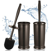 HAMITOR front view of brush and holder showing modern brown finish and tidy storage benefit