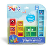 hand2mind Numberblocks front packaging showing five colorful sensory bottles and benefits