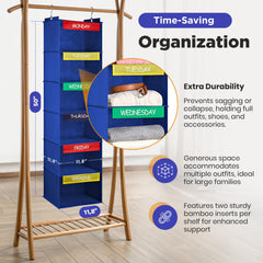 Handy Laundry close-up of shelf with bamboo inserts demonstrating strong, sag-free support