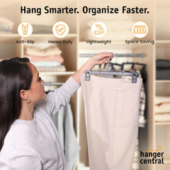 Hanger Central clip close-up displaying ridged grip that prevents clothing slippage
