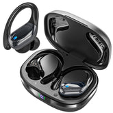 HAOYUYAN BX17 front view showing compact case and earbuds, clear branding and benefit