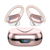 HAOYUYAN front view with case open showing earbuds and LED display benefit quick battery checks