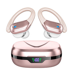 HAOYUYAN front view with case open showing earbuds and LED display benefit quick battery checks