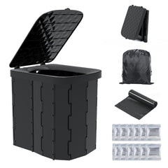 Hapoon portable toilet front view showing sturdy design and comfortable seat