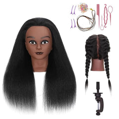HAPOWELL front view mannequin head showing full-length hair for realistic practice