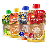 Happy Baby front packaging showing variety pack and clear pouches for quick choice