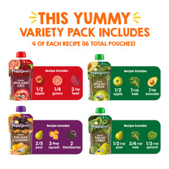 Happy Baby pouch in hand demonstrating 4oz size for portion control and convenience