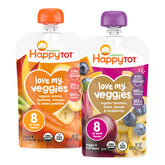 HAPPYTOT front packaging showing variety pack and organic label, easy selection