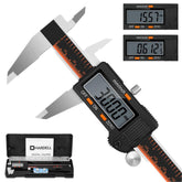 HARDELL 6-inch digital caliper front view showing robust stainless steel frame and LCD display