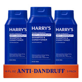 Harry's front packaging three-bottle set showing product benefits and scent