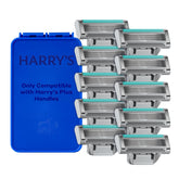 Harry's plus front packaging showing ten cartridge pack and benefits