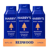 Harry's Redwood front packaging showing bottle and scent benefit
