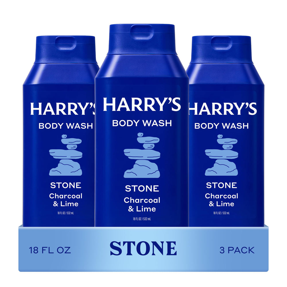 Harry's front packaging three-pack showing clean bottles and value